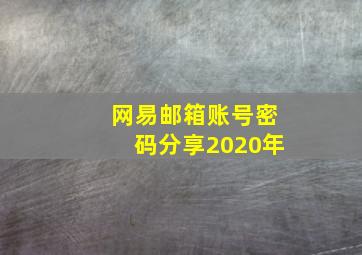 网易邮箱账号密码分享2020年