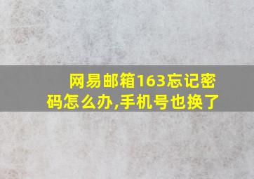 网易邮箱163忘记密码怎么办,手机号也换了