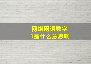 网络用语数字1是什么意思啊