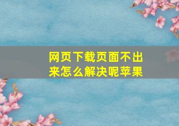 网页下载页面不出来怎么解决呢苹果