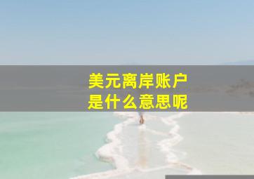 美元离岸账户是什么意思呢