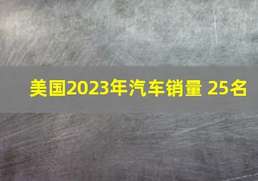 美国2023年汽车销量 25名