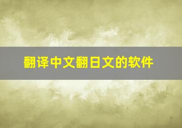 翻译中文翻日文的软件