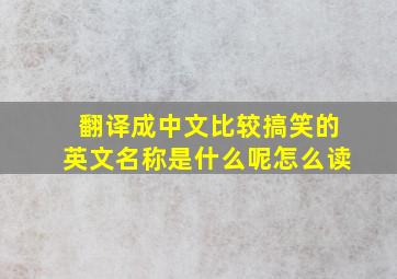 翻译成中文比较搞笑的英文名称是什么呢怎么读