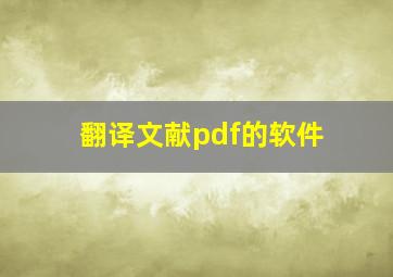 翻译文献pdf的软件