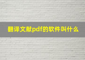 翻译文献pdf的软件叫什么