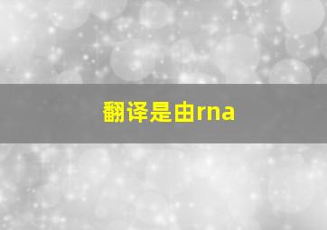 翻译是由rna