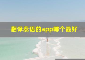 翻译泰语的app哪个最好