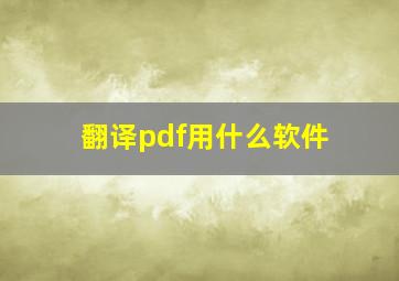 翻译pdf用什么软件