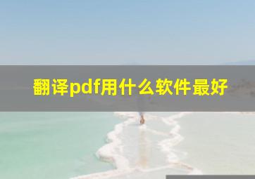 翻译pdf用什么软件最好