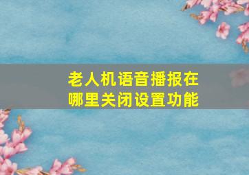 老人机语音播报在哪里关闭设置功能