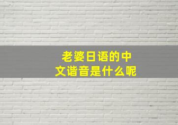 老婆日语的中文谐音是什么呢