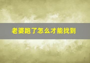 老婆跑了怎么才能找到