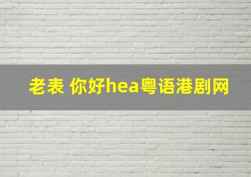 老表 你好hea粤语港剧网