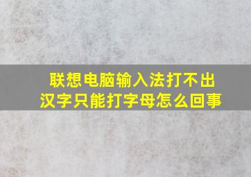 联想电脑输入法打不出汉字只能打字母怎么回事