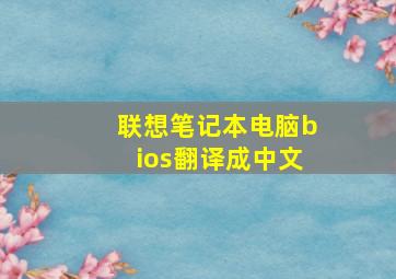 联想笔记本电脑bios翻译成中文