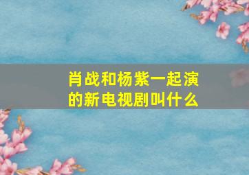 肖战和杨紫一起演的新电视剧叫什么