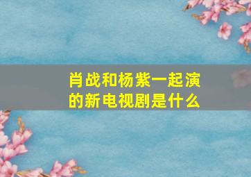 肖战和杨紫一起演的新电视剧是什么