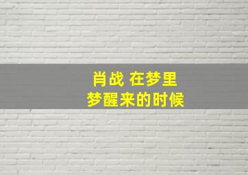 肖战 在梦里 梦醒来的时候