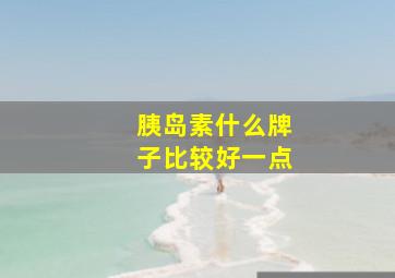 胰岛素什么牌子比较好一点