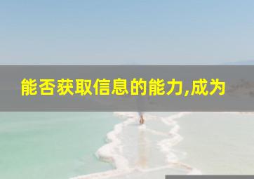 能否获取信息的能力,成为