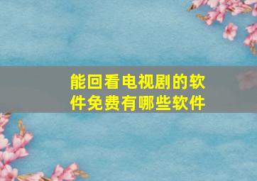 能回看电视剧的软件免费有哪些软件