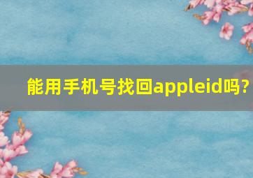 能用手机号找回appleid吗?