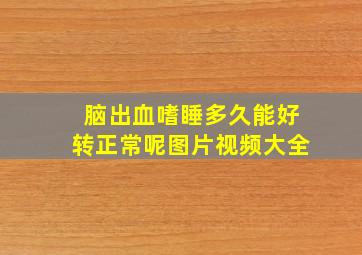 脑出血嗜睡多久能好转正常呢图片视频大全