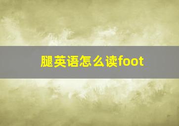 腿英语怎么读foot