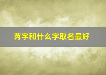 芮字和什么字取名最好