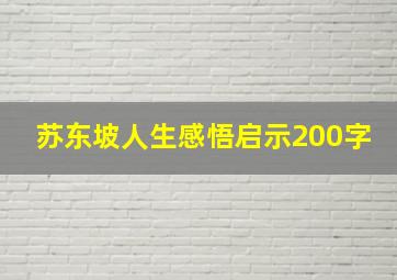 苏东坡人生感悟启示200字