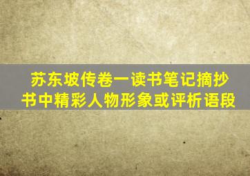 苏东坡传卷一读书笔记摘抄书中精彩人物形象或评析语段