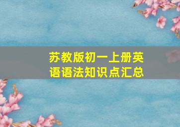 苏教版初一上册英语语法知识点汇总