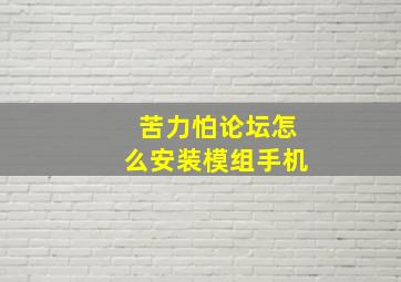 苦力怕论坛怎么安装模组手机