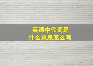 英语中代词是什么意思怎么写