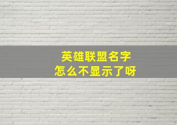 英雄联盟名字怎么不显示了呀