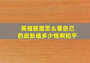 英雄联盟怎么看自己的皮肤值多少钱啊知乎