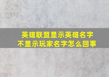 英雄联盟显示英雄名字不显示玩家名字怎么回事