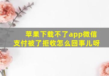 苹果下载不了app微信支付被了拒收怎么回事儿呀