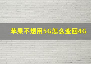 苹果不想用5G怎么变回4G