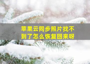 苹果云同步照片找不到了怎么恢复回来呀