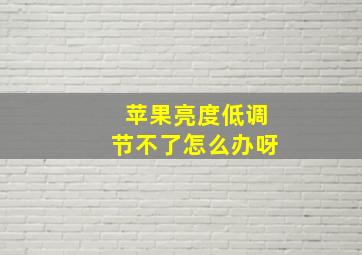 苹果亮度低调节不了怎么办呀