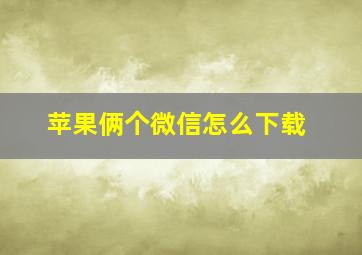 苹果俩个微信怎么下载