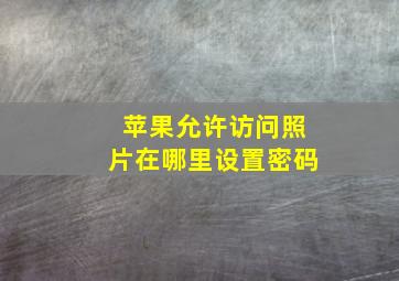 苹果允许访问照片在哪里设置密码