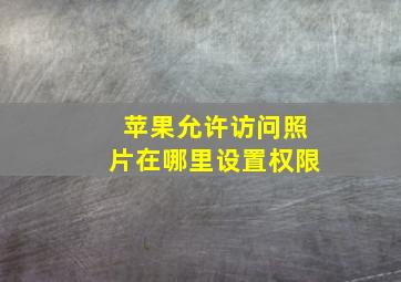 苹果允许访问照片在哪里设置权限