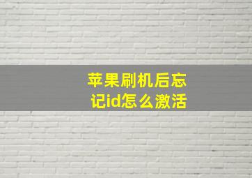 苹果刷机后忘记id怎么激活