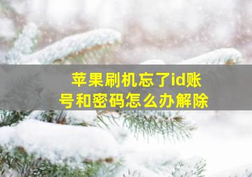 苹果刷机忘了id账号和密码怎么办解除