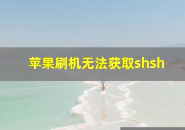 苹果刷机无法获取shsh