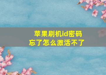 苹果刷机id密码忘了怎么激活不了