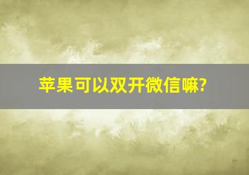 苹果可以双开微信嘛?